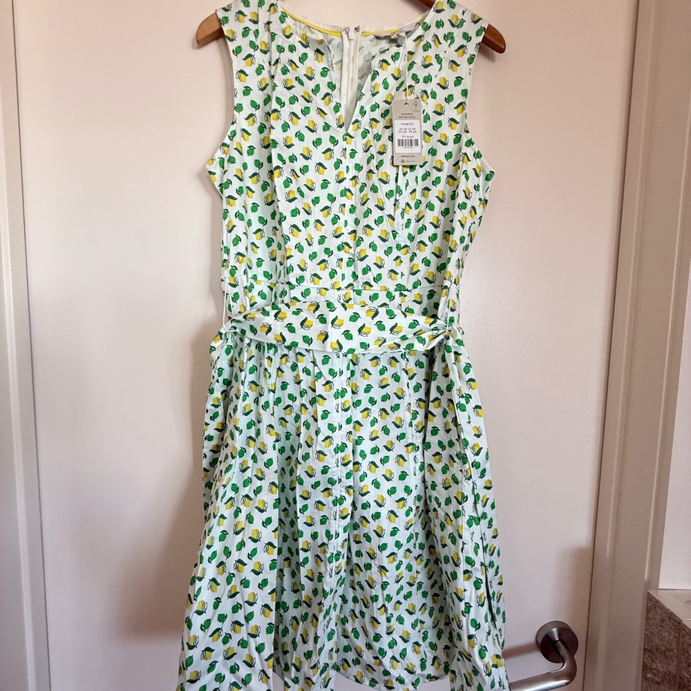 Boden Lemon and Lime Print Sleeveless Dress